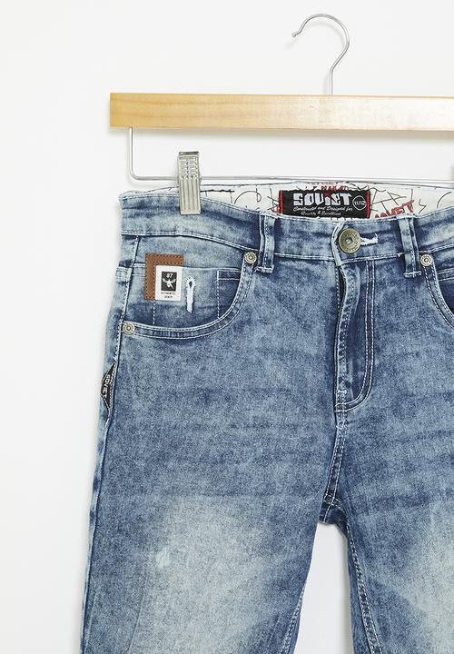 SOVIET - Boys denim short - blue marble