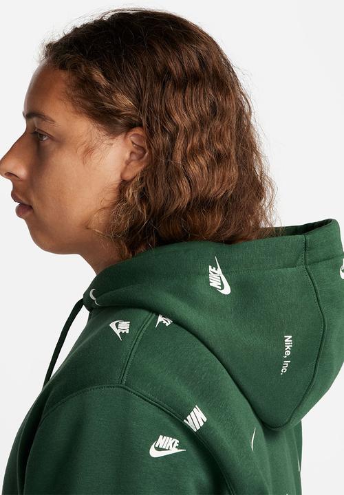 Nike - M Nike club+ aop pullover hoodie - green 