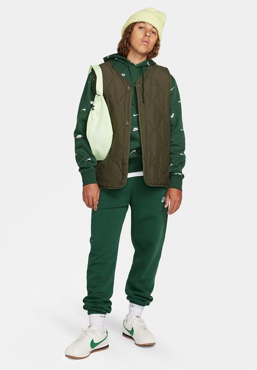 Nike - M Nike club+ aop pullover hoodie - green 
