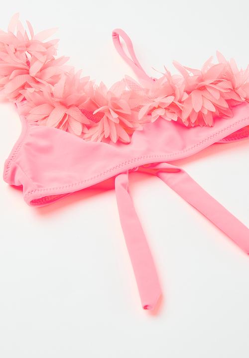 Pop Candy - 2 Piece ruffle bikini set - coral pink