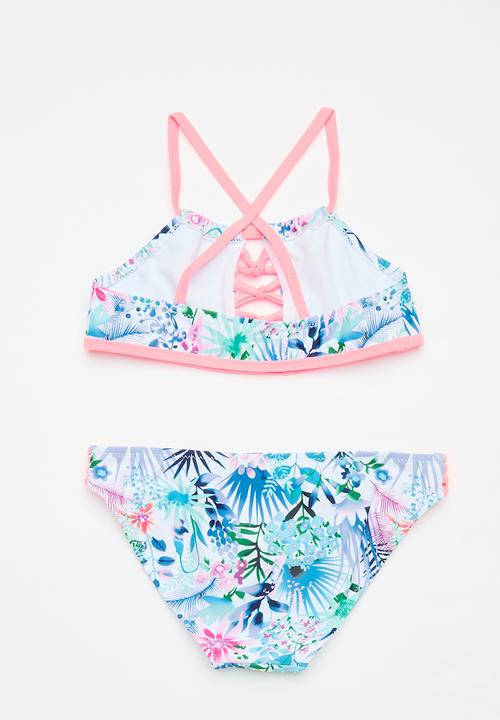 Pop Candy - Bikini set - coral pink & blue