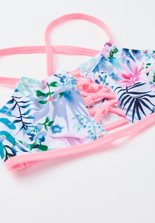 Pop Candy - Bikini set - coral pink & blue