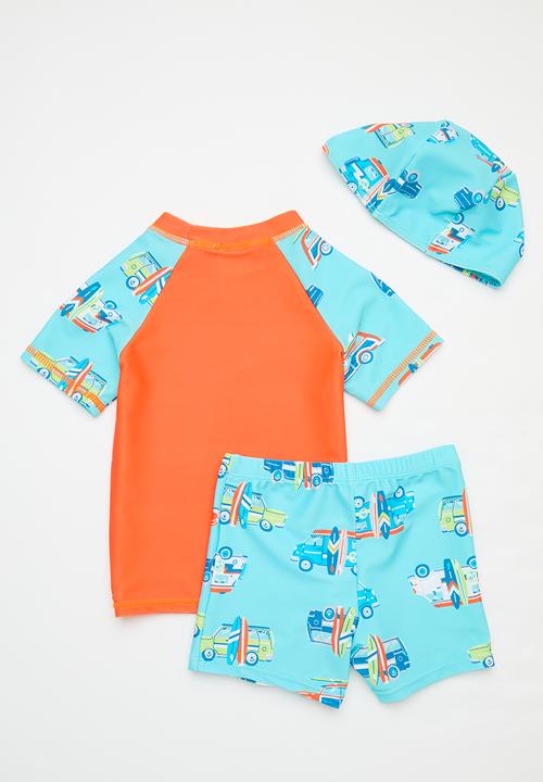 Pop Candy - 2 Piece swimsuit and cap set - blue & orange