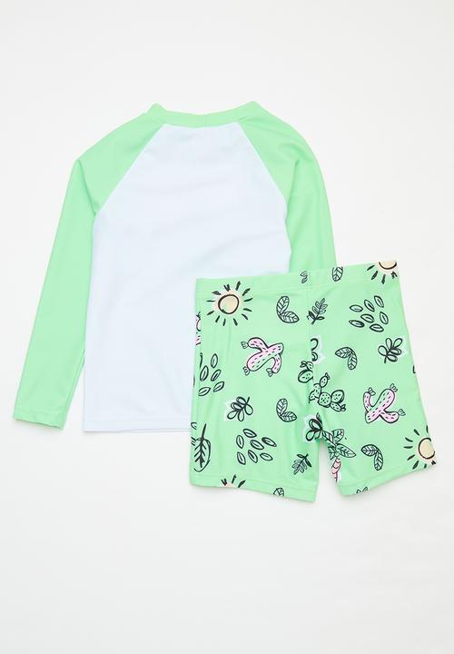 Pop Candy - 2 Piece swimsuit - green & white