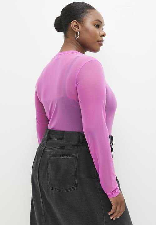 Me&B - Plus Mesh long sleeve basic - Pink