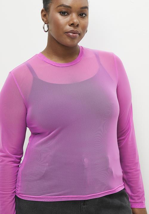 Me&B - Plus Mesh long sleeve basic - Pink