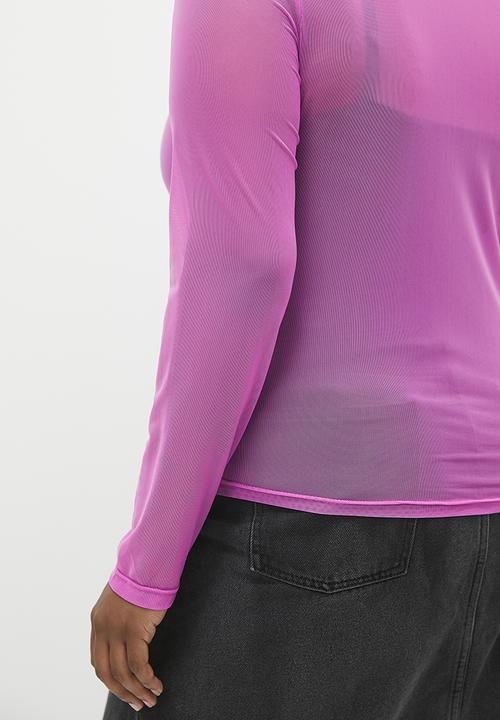 Me&B - Plus Mesh long sleeve basic - Pink