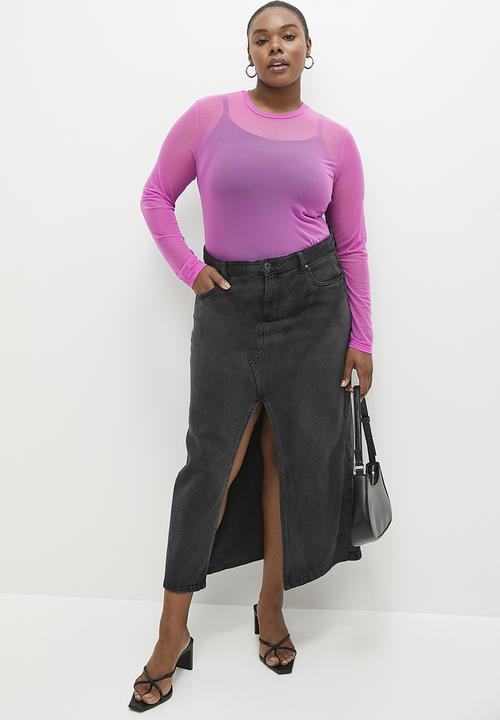 Me&B - Plus Mesh long sleeve basic - Pink