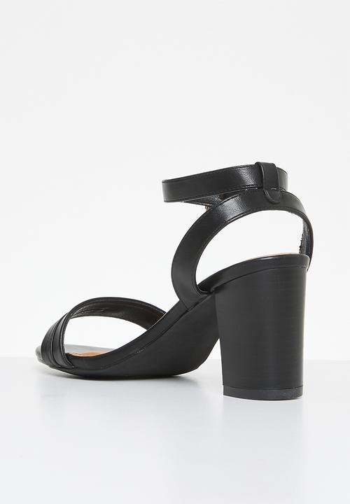 POLO - Trim Strap Slim Stack Block Heel Sandal - Black