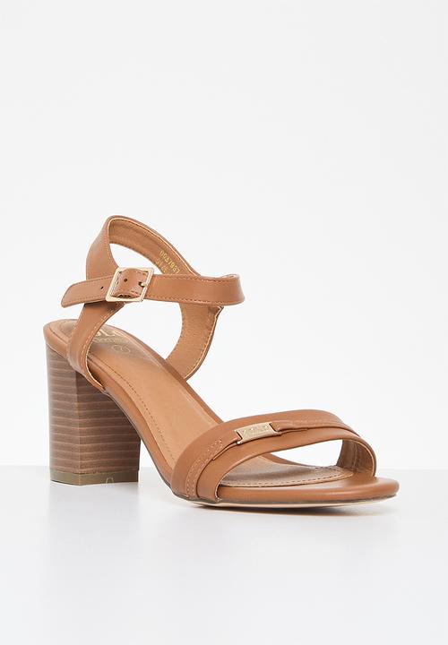 POLO - Trim Strap Slim Stack Block Heel Sandal - Tan