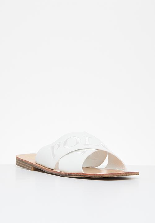 POLO - Cross Strap Embroidered Mule - White