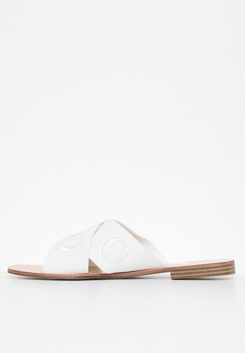 POLO - Cross Strap Embroidered Mule - White