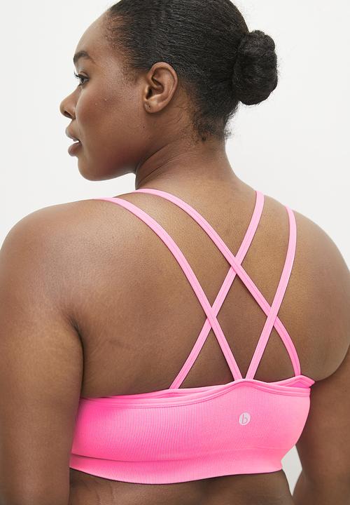 Cotton On - Plus Seamless Double Layer Crop - Washed Neon Taffy