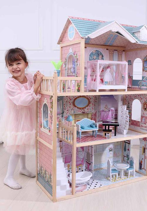 Greenbean Learning - Charlotte doll house & 11 accessories - pink
