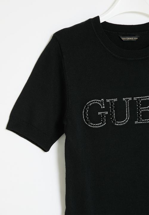 GUESS - Short sleeve sweater dress - jet black a996