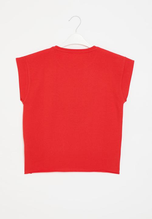 GUESS - Cropped short sleeve t-shirt core - necessary red
