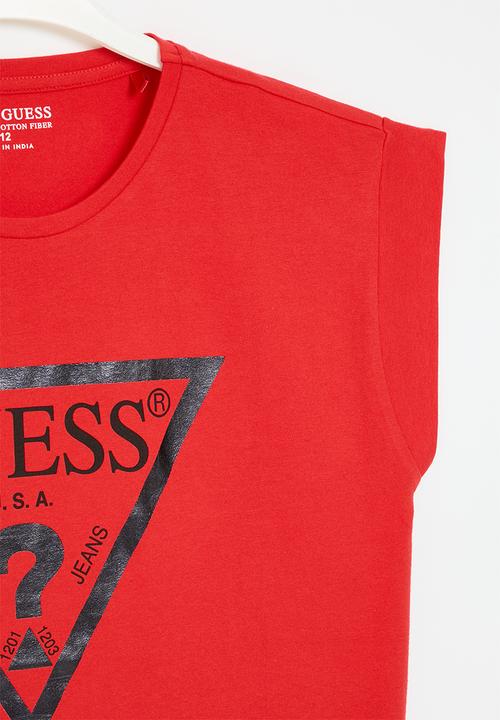 GUESS - Cropped short sleeve t-shirt core - necessary red