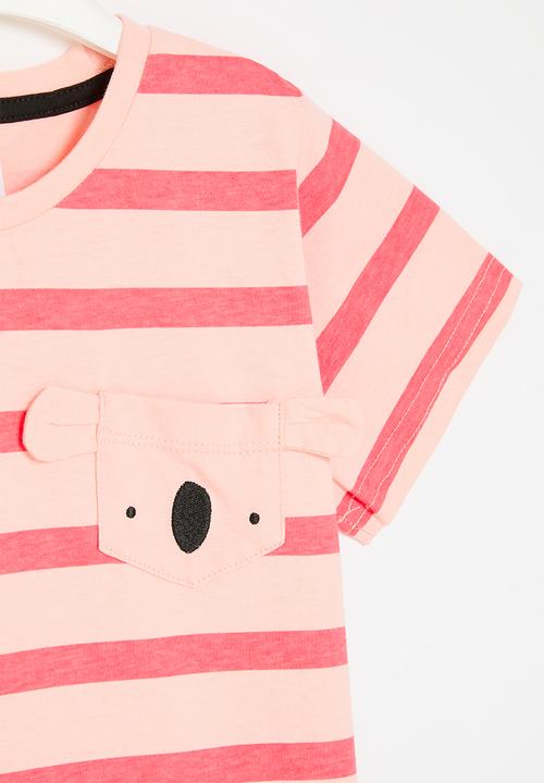 Pop Candy - Striped tee - dark & light pink