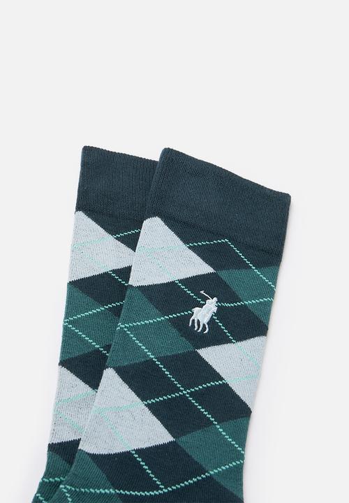 POLO - Argyle anklets - navy & green