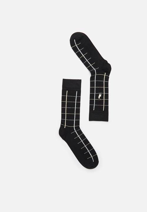 POLO - Grid crew sock - black
