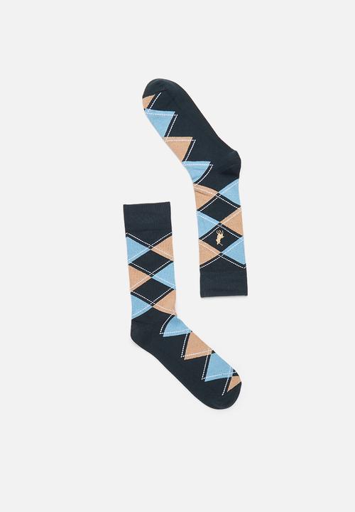 POLO - Argyle anklets - Navy & Taupe