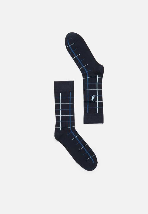 POLO - Grid sock - navy