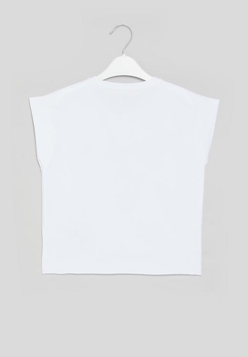 GUESS - Cropped short sleeve t-shirt core - true white