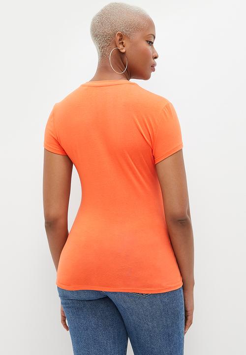GUESS - Short sleeve guess floral tri tee - orange slushie