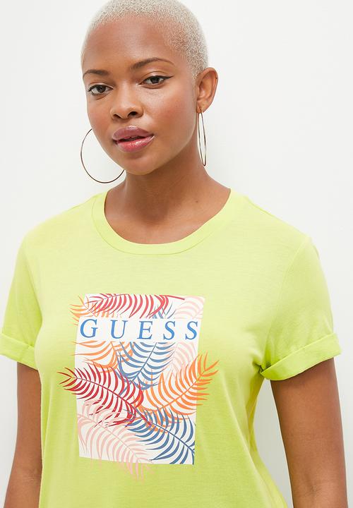 GUESS - Short sleeve guess palm tee - dusty kiwi