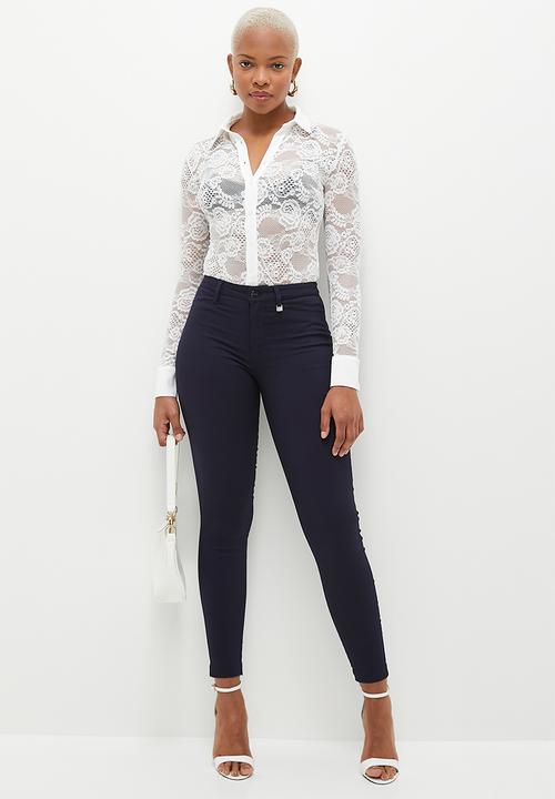 SISSY BOY - Sweet Melody: Long sleeve Lace Top With Collar - White