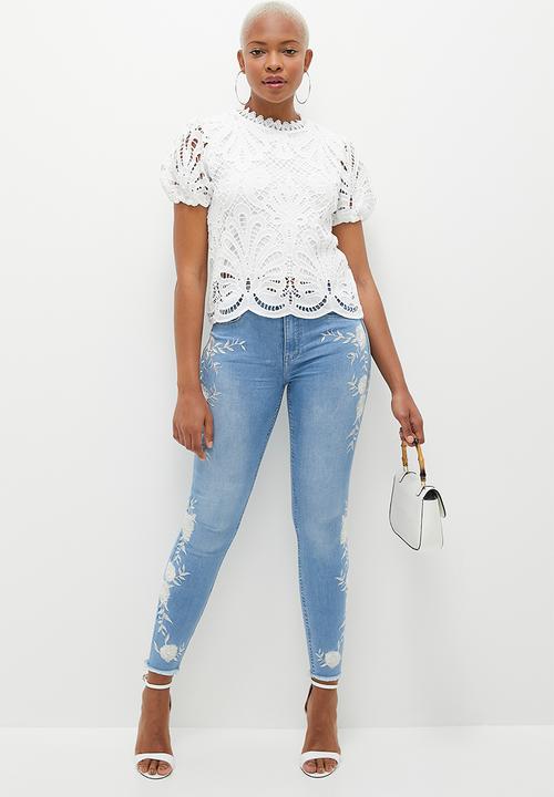 SISSY BOY - Snowhite: Puffy short sleeve oversized Lace Top - White