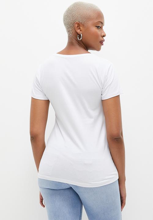 SISSY BOY - Kea: Regular Fit Sequin And Bling Logo Top - White