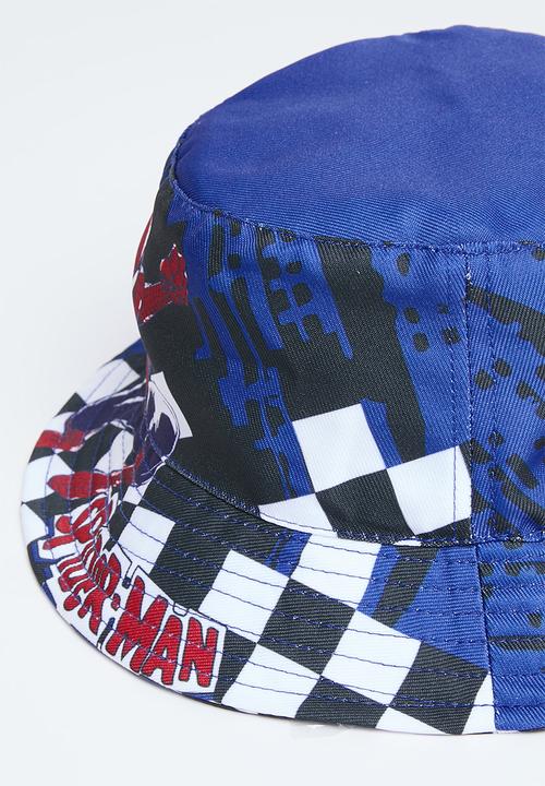 Pop Candy - Spiderman checker non reversible bucket hat - blue & check