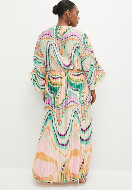 VELVET - Pleated dolman sleeve maxi dress - multi