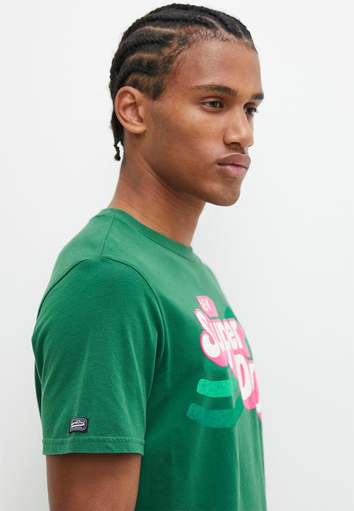 Superdry. - Cooper 70's retro logo T-shirt - Pine Green