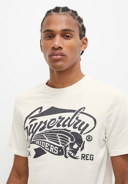 Superdry. - Retro rock graphic T-shirt - Cream