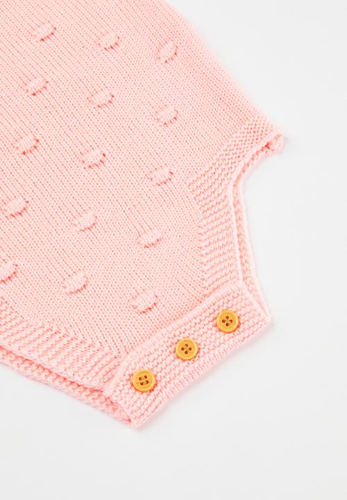 Pop Candy - Button detail knitted romper - pink