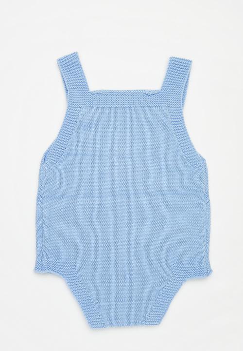 Pop Candy - Button detail knitted romper - blue