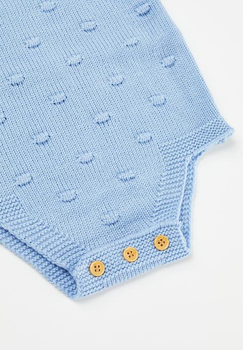 Pop Candy - Button detail knitted romper - blue