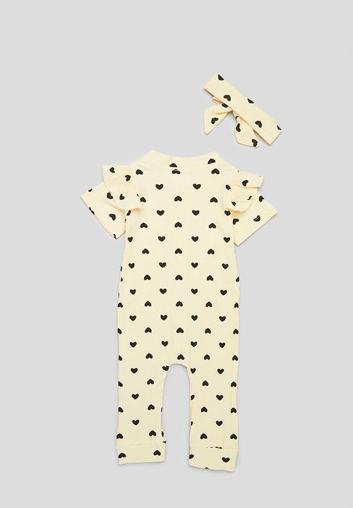 Pop Candy - Baby romper & headband set - cream