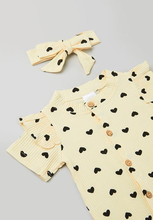 Pop Candy - Baby romper & headband set - cream