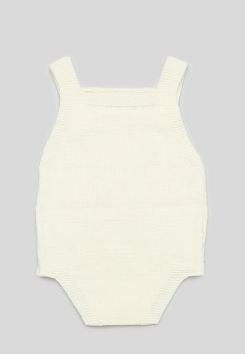Pop Candy - Button detail knitted romper - beige