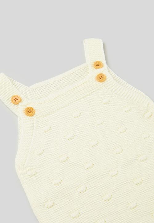 Pop Candy - Button detail knitted romper - beige