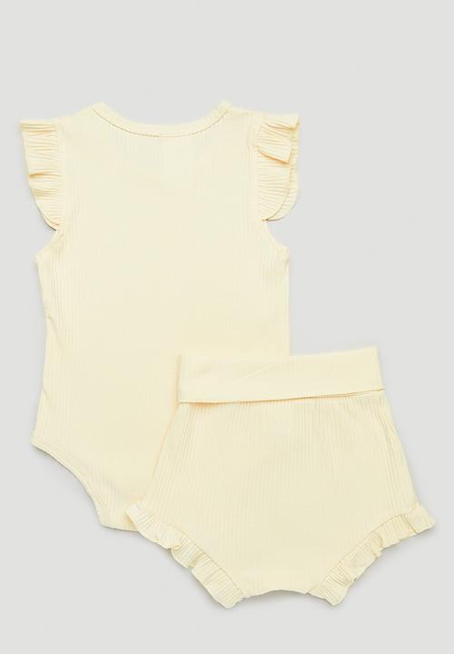 Pop Candy - Baby frilled bodyvest set - stone