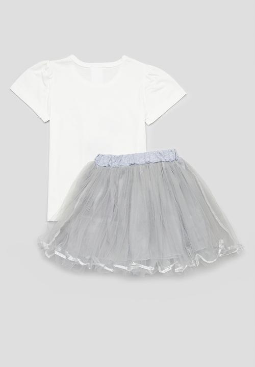 Pop Candy - Skirt and tee set - grey & white