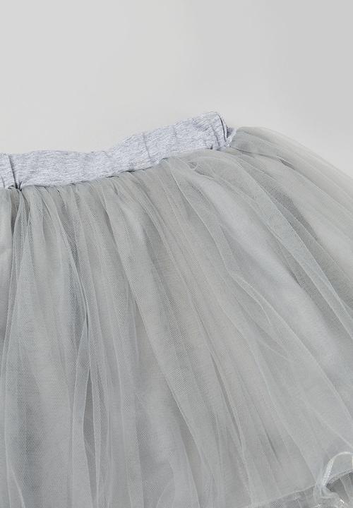 Pop Candy - Skirt and tee set - grey & white