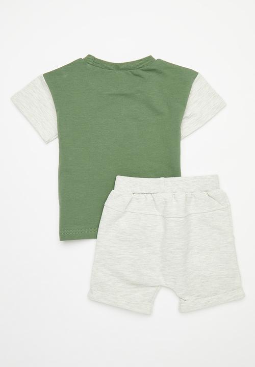 Pop Candy - Tee and short set-sage and grey