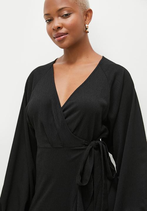 MILLA - Frill mini wrap dress - black