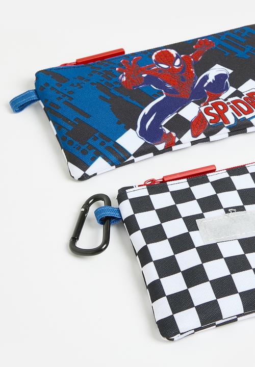 Pop Candy - Spiderman checker 2 layer pencil bag - blue