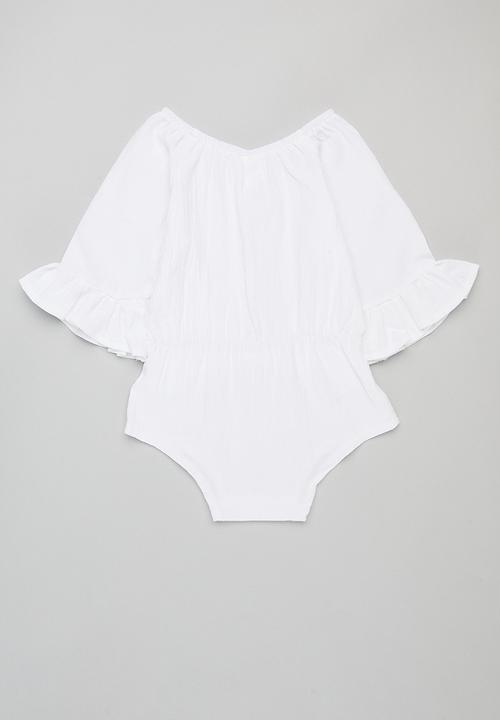 Pop Candy - Bowknot detail romper - white
